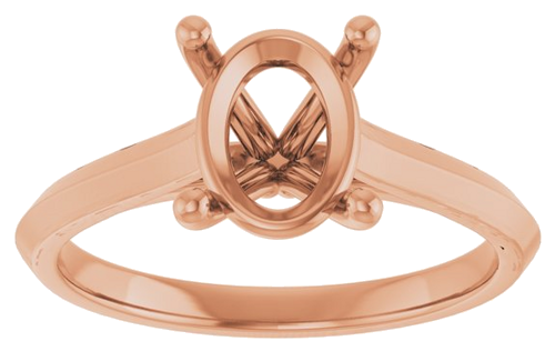 14K Rose 9x7 mm Oval Solitaire Engagement Ring Mounting (3)