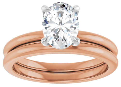 Sužadėtuvių Žiedas 585 Baltojo Ir Rožinis Aukso Oval 8mm x 6mm (8)