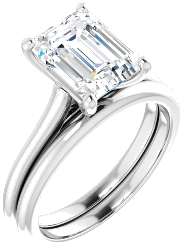 Sužadėtuvių Žiedas „Solitaire“ 585 Baltojo Aukso Emerald 9mm x 7mm (6)