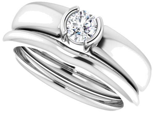 10K White 4.4 mm Round Half Bezel Solitaire Engagement Ring Mounting (10)