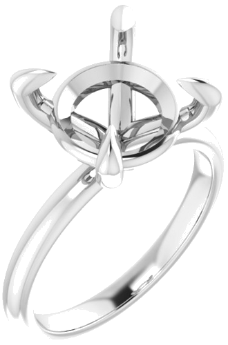 14K White  11 mm Round Solitaire Engagement Ring Mounting (1)