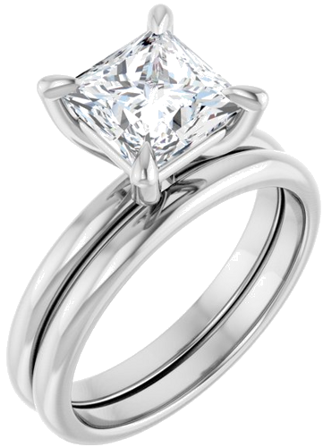 Sužadėtuvių Žiedas „Solitaire“ 585 Baltojo Aukso Square 7mm (6)