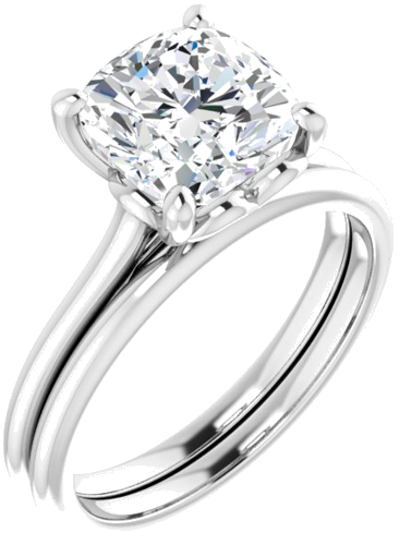 Sužadėtuvių Žiedas „Solitaire“ 585 Baltojo Aukso Cushion 8mm (6)