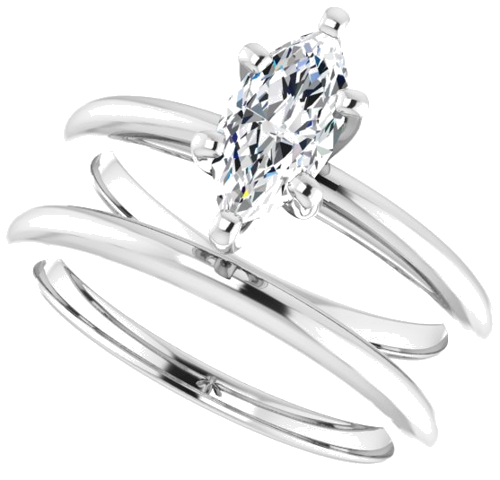 Sužadėtuvių Žiedas „Solitaire“ 585 Baltojo Aukso Marquise 9mm x 4.5mm (10)