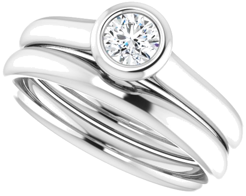 Sužadėtuvių Žiedas „Bezel-Set Solitaire“ 585 Baltojo Aukso Round 4.1mm (10)