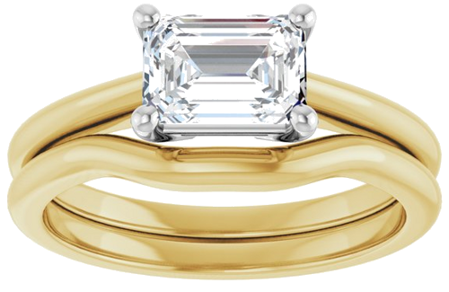 14K Yellow White 7x5 mm Emerald Solitaire Engagement Ring Mounting (8)