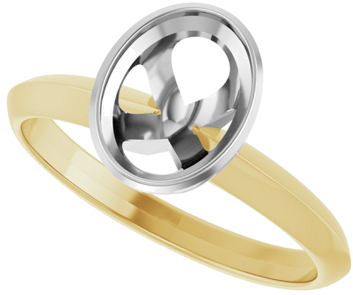14K Yellow White 8 x 6 mm Oval Solitaire Engagement Ring Mounting (5)