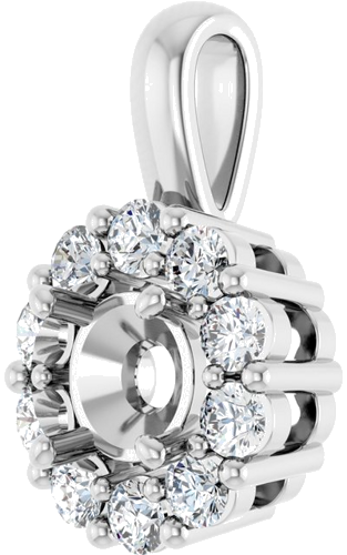 14K White 4.8 mm Round 1 4 CTW Natural Diamond Semi-Set Pendant (2)