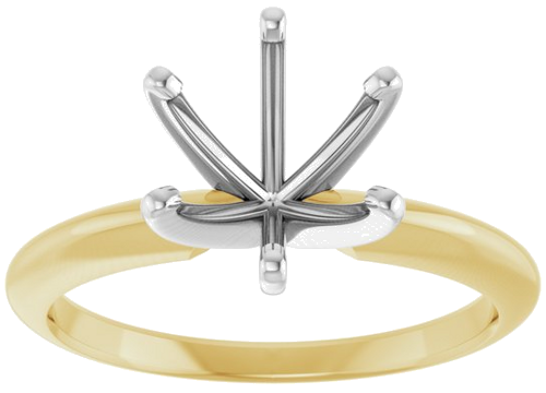 14K Yellow   White 7.8-8.6 mm Round 6-Prong Comfort-Fit Solitaire Ring Mounting (3)