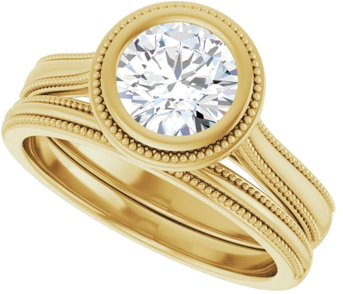 14K Yellow 6.5 mm Round Solitaire Engagement Ring Mounting (10)