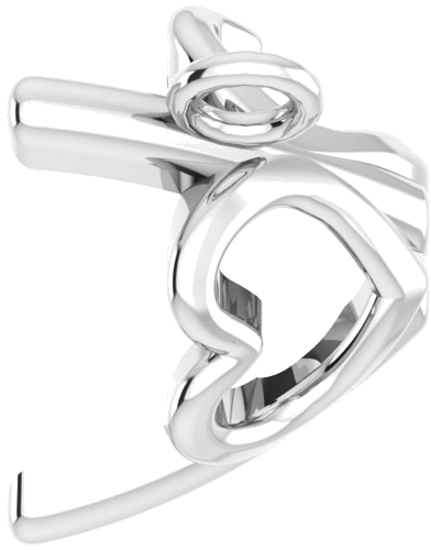 14K White 5 mm Round 3-Prong Heart Necklace Center (3)