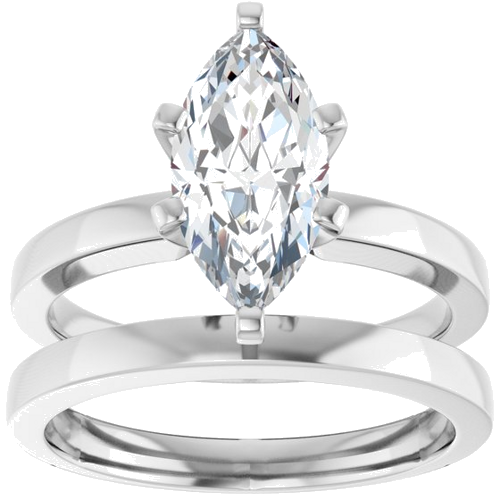 14K White 12x6 mm Marquise Solitaire Engagement Ring Mounting (8)