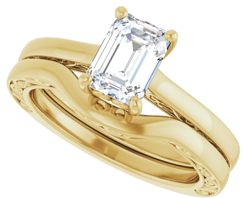 Sužadėtuvių Žiedas „Solitaire“ 14k yellow gold Emerald 7mm x 5mm (10)