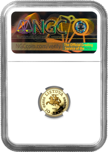 1999 Kalviukas Lietuva 10 litų auksinė moneta PF 69 ULTRA CAMEO (2)