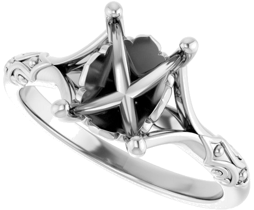 Sužadėtuvių Žiedas „Solitaire Split Shank“ 585 Baltojo Aukso Emerald 8mm x 6mm (5)