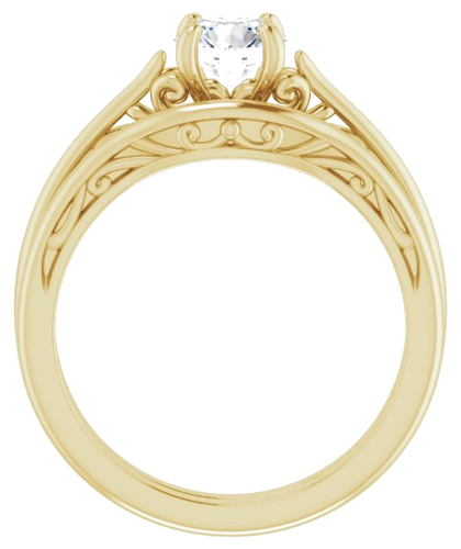 Sužadėtuvių Žiedas „Solitaire“ 585 Geltonojo Aukso Round 5.8mm (12)