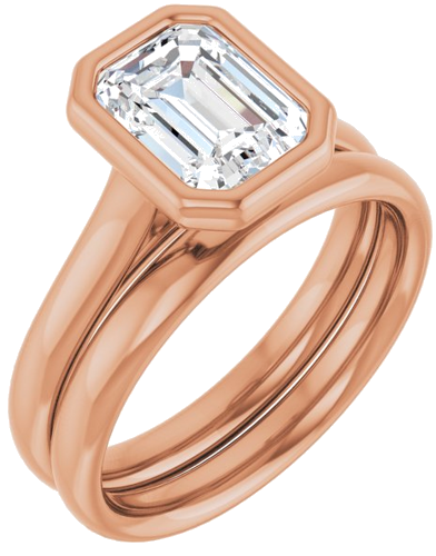 Sužadėtuvių Žiedas „Bezel-Set Solitaire“ 585 Rožinis Aukso Emerald 8mm x 6mm (6)