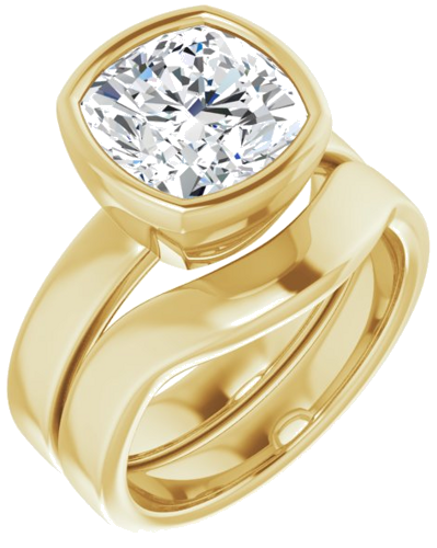18K Yellow 9 mm Cushion Solitaire Engagement Ring Mounting (6)