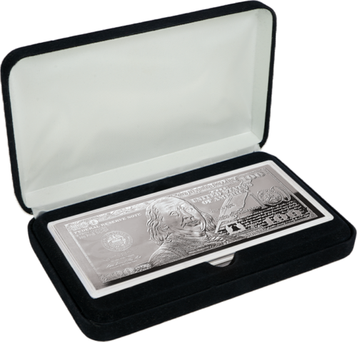 4 oz Bendžaminas Franklinas 2014 JAV 100 dolerių sidabrinis banknotas (3)