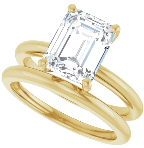 Sužadėtuvių Žiedas „Solitaire“ 585 Geltonojo Aukso Emerald 9mm x 7mm (10)