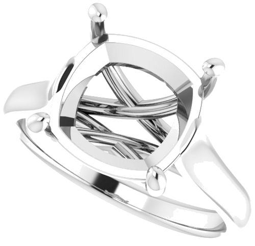 Platinum 10 mm Cushion Solitaire Engagement Ring Mounting (5)