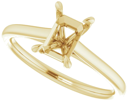 Sužadėtuvių Žiedas „Solitaire“ 585 Geltonojo Aukso Emerald 7mm x 5mm (5)