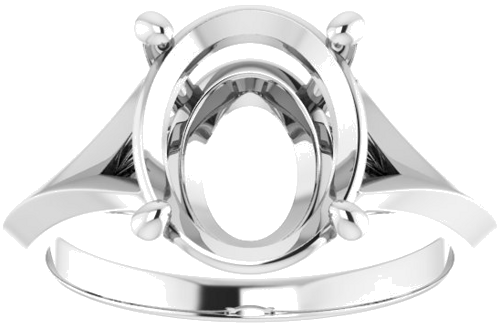 14K White 11x9 mm Oval Solitaire Engagement Ring Mounting (3)