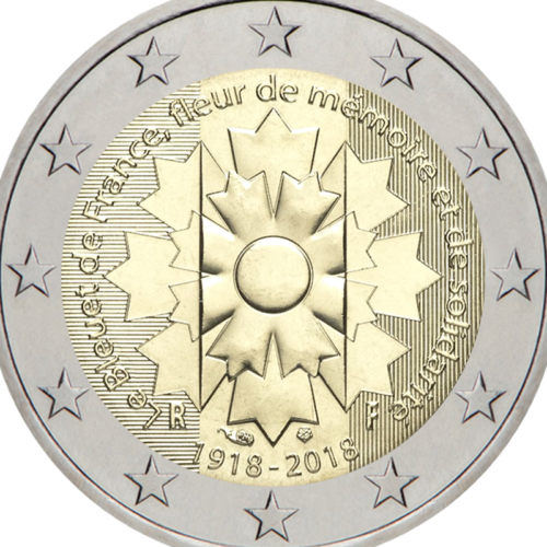 2018 Francijas rudzupuķu 2 eiro monēta (2)