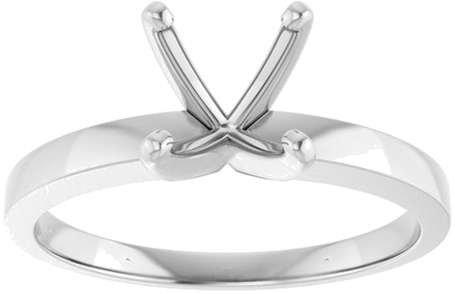 14K White 7.3-7.7 mm Round 4-Prong Solitaire Ring Mounting (3)