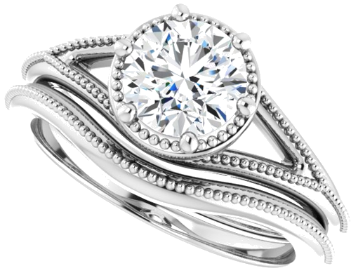 14K White 6.5 mm Round Solitaire Engagement Ring Mounting (10)