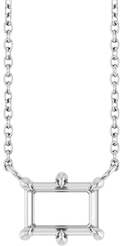 Sterling Silver 7x5 mm Emerald 6-Prong Solitaire 18  Necklace Mounting (1)