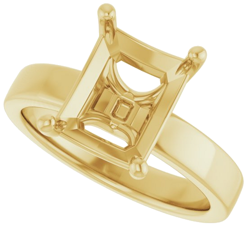 14K Yellow 10x8 mm Emerald Solitaire Engagement Ring Mounting (5)