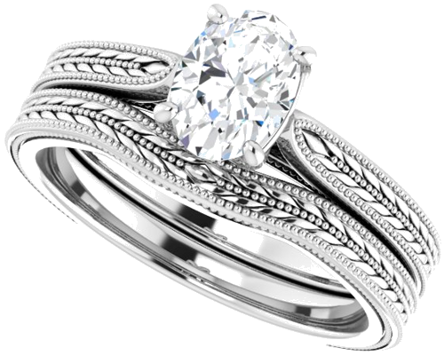 Sužadėtuvių Žiedas „Solitaire“ 14k white gold Oval 7mm x 5mm (10)
