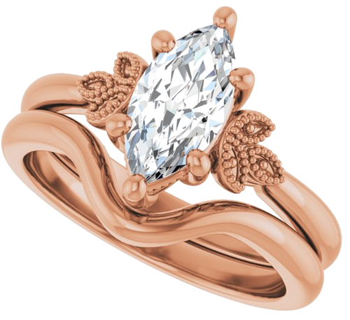 10K Rose 10x5 mm Marquise Solitaire Engagement Ring Mounting (10)