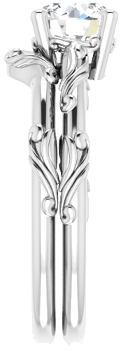 14K White 6.5 mm Round Solitaire Scroll Engagement Ring Mounting (9)