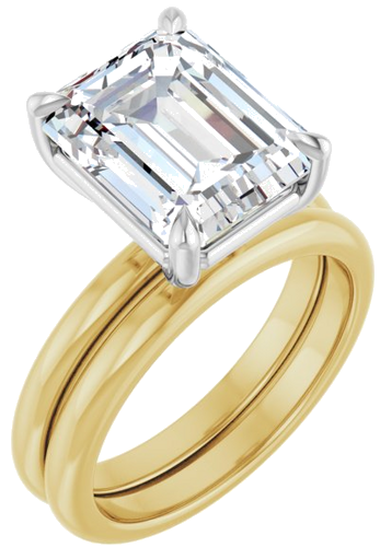 14K Yellow White 11x9 mm Emerald Solitaire Engagement Ring Mounting (6)