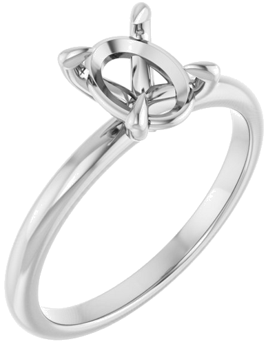 Sužadėtuvių Žiedas „Solitaire“ 750 Baltojo Aukso Oval 8mm x 6mm (1)