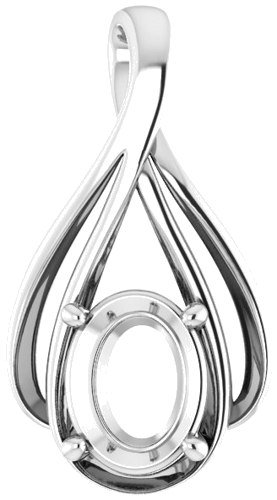 Pakabukas „Solitaire“ 585 Baltojo Aukso Oval 9mm x 7mm (1)