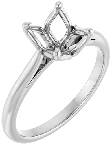 14K White  9x7 mm Oval Solitaire Engagement Ring Mounting (1)