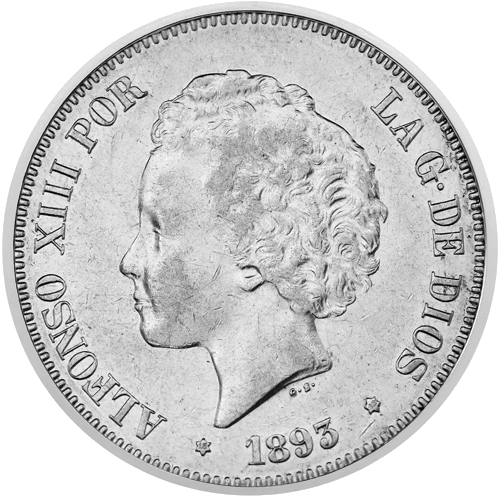 5 Pesetas Alfonso XIII (1892–1894) Spain Silver Coin (1)