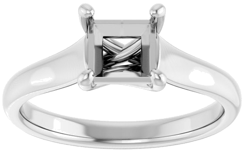 14K White 5.5 mm Square Solitaire Engagement Ring Mounting (3)