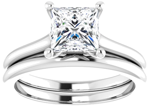 Sužadėtuvių Žiedas „Solitaire“ 585 Baltojo Aukso Square 6mm (8)