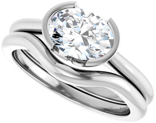 14K White 8x6 mm Oval Solitaire Engagement Ring Mounting (9)