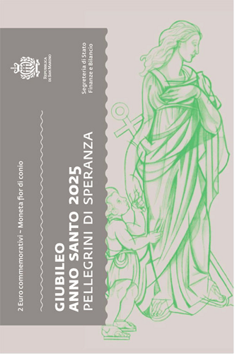 2025 San Marinas Vilties piligrimai 2 eurų BU moneta kortelėje (3)