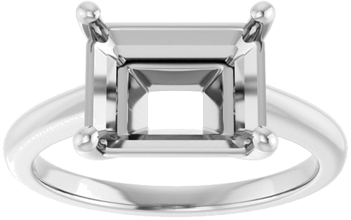 14K White 10x8 mm Emerald Solitaire Engagement Ring Mounting (3)