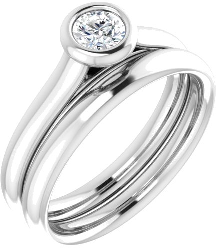 Sužadėtuvių Žiedas „Bezel-Set Solitaire“ 585 Baltojo Aukso Round 4.1mm (6)