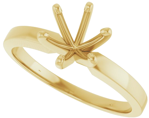 Sužadėtuvių Žiedas „Solitaire“ 585 Geltonojo Aukso Round 6mm x 6.6mm (5)