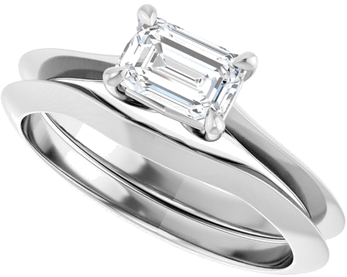 Sužadėtuvių Žiedas „Solitaire“ 585 Baltojo Aukso Emerald 6mm x 4mm (10)