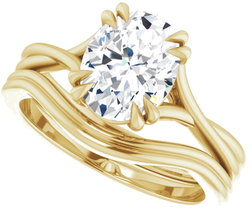 14K Yellow 9x7 mm Oval Solitaire Engagement Ring Mounting (10)