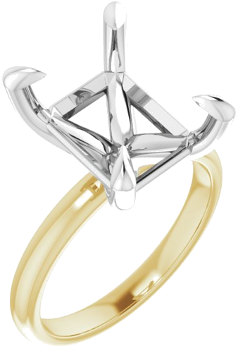 14K Yellow White 12 x 10 mm Emerald Engagement Ring Mounting (1)